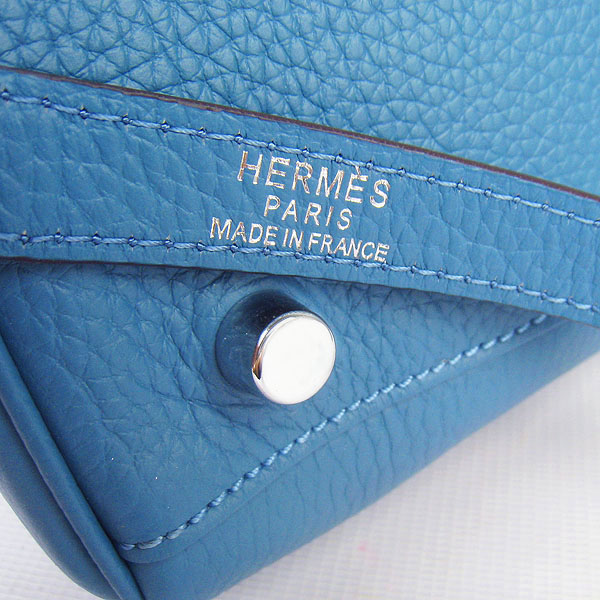 High Quality Hermes Kelly 35CM Togo Leather Bag Middle Blue 6308 - Click Image to Close